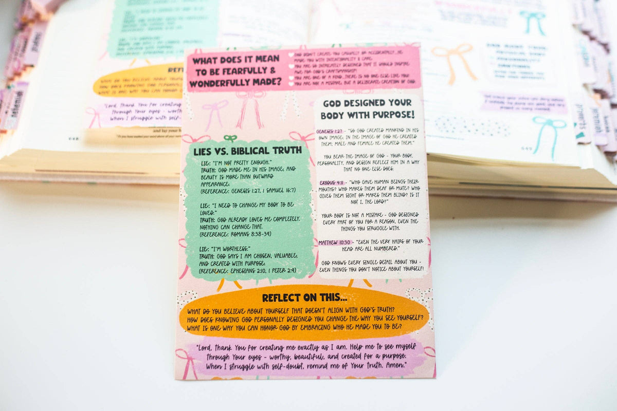fearfully and wonderfully made christian bible tip-in sheet for scripture study and journaling