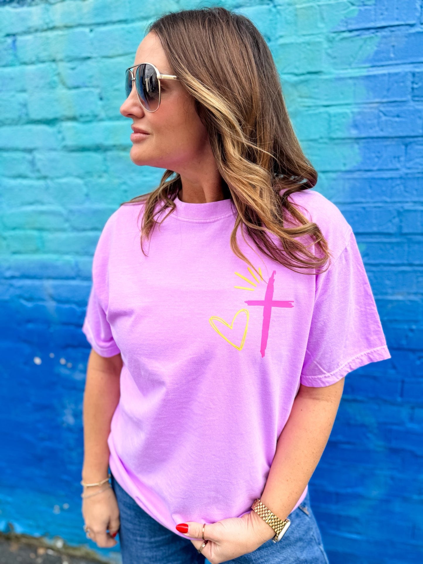 God's Got My Back Christian t-shirt neon violet Comfort Colors faith shirt