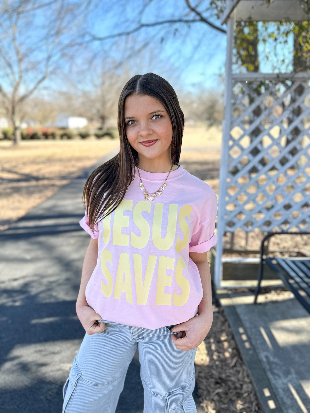 jesus saves pastel christian graphic tee comfort colors faith clothing