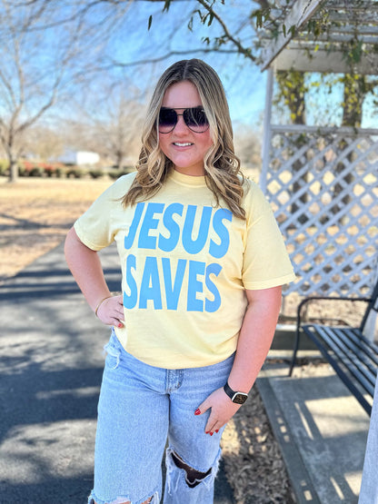 jesus saves pastel christian graphic tee comfort colors faith clothing